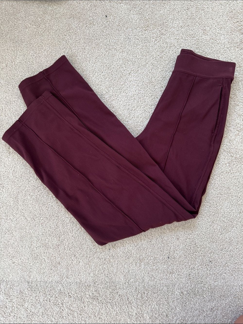 lululemon Urban Strides Ribbed Super High-Rise 25" Pants Maroon Sz2